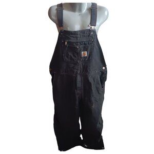 XL Short Carhartt Black Insulated Bib Overalls 3M Thinsulate 104031-blk DISTRESS